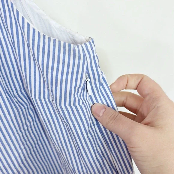 J Crew Factory Striped sleeveless tiered mini dress in cotton poplin size 6 - Picture 7 of 12